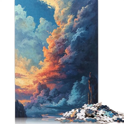 Puzzle für Erwachsene, 1000 Teile, Bunter Himmel mit Wolken, Puzzle aus Karton, Familiendekoration, Größe: 38 x 26 cm von LiJianXXE