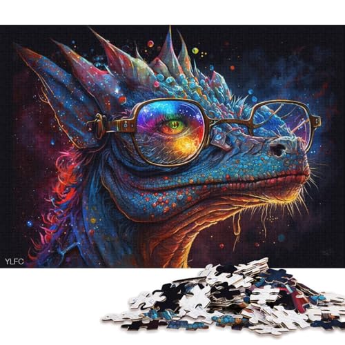 Puzzle für Erwachsene, 1000 Teile, Drache mit Brille, Puzzle für Erwachsene, Holzpuzzle, Lernspielzeug, Familienspiele (Größe 75 * 50 cm) von LiJianXXE