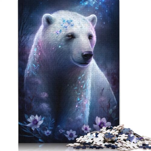 Puzzle für Erwachsene, 1000 Teile, Eisbär, Blume, Galaxie, Puzzle für Erwachsene und Kinder, Papppuzzle, Spielzeug, Denkspiel, Größe: 38 x 26 cm von LiJianXXE