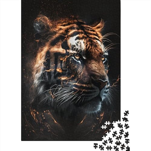 Puzzle für Erwachsene, 1000 Teile, Electric Storm Tiger, Holzpuzzle für Erwachsene und Jugendliche von Challenging Game Gifts (Größe 75 x 50 cm) von LiJianXXE