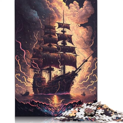 Puzzle für Erwachsene, 1000 Teile, Fantasie-Piratenschiff-Puzzle für Erwachsene und Kinder, Holzpuzzle, Spielzeug, Denkspiel, Größe: 75 x 50 cm von LiJianXXE