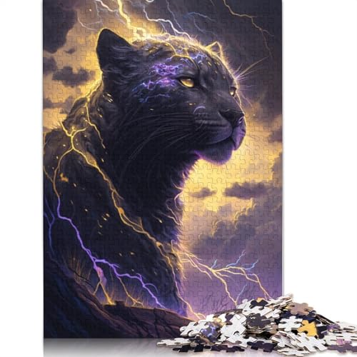 Puzzle für Erwachsene, 1000 Teile, Fantasie-Puzzle mit schwarzem Leopardenmuster, Holzpuzzle, Spielzeug, Denkspiel, Größe: 75 x 50 cm von LiJianXXE