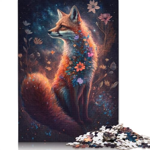 Puzzle für Erwachsene, 1000 Teile, Fuchs und Blumen, Puzzle für Erwachsene und Kinder, Holzpuzzle, Spielzeug, Denkspiel, Größe: 75 x 50 cm von LiJianXXE