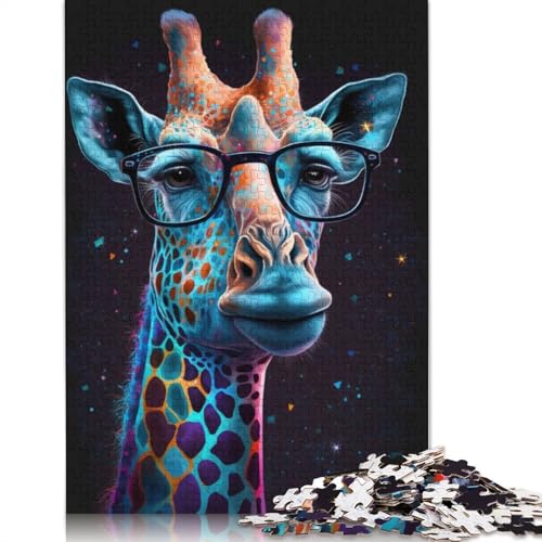 Puzzle für Erwachsene, 1000 Teile, Galaxie-Giraffe mit Brille, Puzzle für Erwachsene und Kinder, Papppuzzle, Spielzeug, Denkspiel, Größe: 38 x 26 cm von LiJianXXE