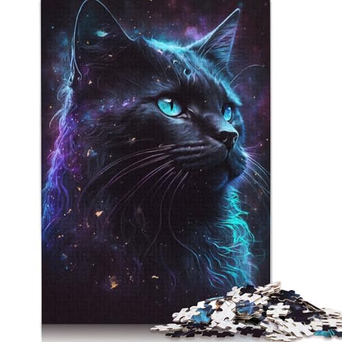 Puzzle für Erwachsene, 1000 Teile, Galaxy Black Cat, Puzzle für Erwachsene, Holzpuzzle, anspruchsvolles Spielpuzzle (Größe 75 x 50 cm) von LiJianXXE