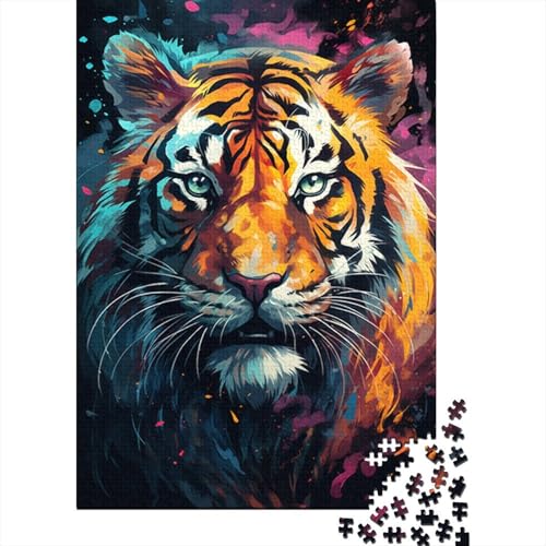 Puzzle für Erwachsene, 1000 Teile, Gemälde eines Wilden, bunten Tigers. Puzzle für Erwachsene, anspruchsvolles Denkspiel (Größe 75 x 50 cm) von LiJianXXE