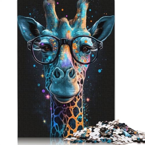 Puzzle für Erwachsene, 1000 Teile, Giraffe mit Brille, Puzzle für Erwachsene und Kinder, Holzpuzzle, Spielzeug, Denkspiel, Größe: 75 x 50 cm von LiJianXXE