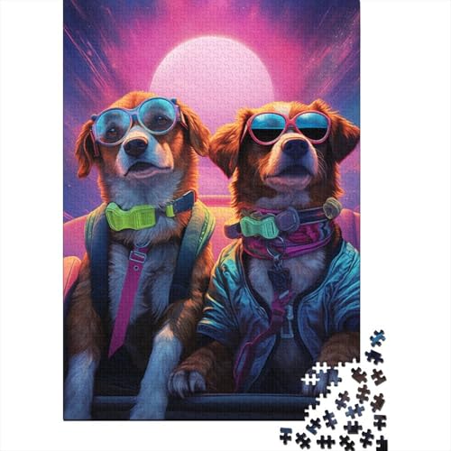 Puzzle für Erwachsene, 1000 Teile, Hund sitzt vor einem Flugzeug, Puzzle für Erwachsene, anspruchsvolles Denkspiel (Größe 75 x 50 cm) von LiJianXXE