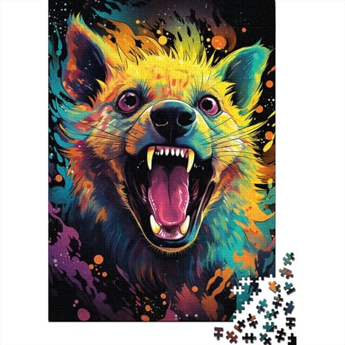 Puzzle für Erwachsene, 1000 Teile, Hyänen-Puzzle, farbenfrohe psychedelische Puzzles für Erwachsene, anspruchsvolles Denkspiel (Größe 75 x 50 cm) von LiJianXXE