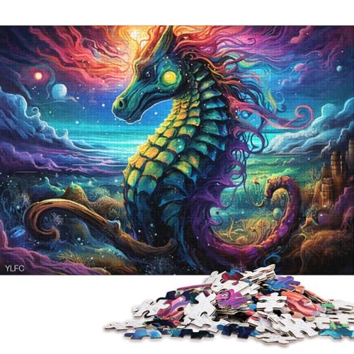 Puzzle für Erwachsene, 1000 Teile, Kunst-Seepferdchen-Puzzle für Kinder, Holzpuzzle, tolles Geschenk für Erwachsene 38x26cm/1000 Teile von LiJianXXE