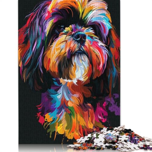 Puzzle für Erwachsene, 1000 Teile, Lhasa Apso-Hund, Kunstpuzzle, Kartonpuzzle, Familiendekoration, Größe: 38 x 26 cm von LiJianXXE