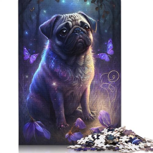 Puzzle für Erwachsene, 1000 Teile, Mops, Blumen-Galaxie, Puzzle für Erwachsene und Kinder, Holzpuzzle, Spielzeug, Denkspiel, Größe: 75 x 50 cm von LiJianXXE