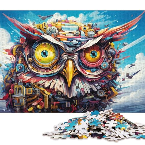 Puzzle für Erwachsene, 1000 Teile, Roboter, Eule, Vogel, Puzzle für Kinder, Holzpuzzle, tolles Geschenk für Erwachsene 38x26cm/1000 Teile von LiJianXXE