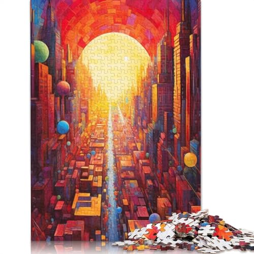 Puzzle für Erwachsene, 1000 Teile, Stadtbild, buntes Regenbogen-Puzzle, Kartonpuzzle, Familiendekoration, Größe: 38 x 26 cm von LiJianXXE