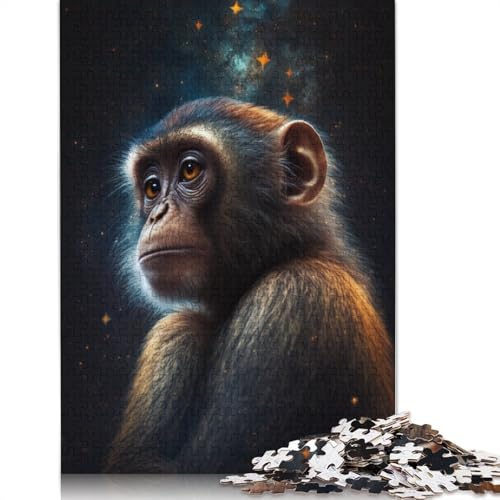 Puzzle für Erwachsene, 1000 Teile, Tier-Weltraum-Affen-Puzzle für Erwachsene und Kinder, Papppuzzle, Spielzeug, Denkspiel, Größe: 38 x 26 cm von LiJianXXE