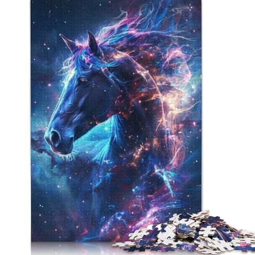 Puzzle für Erwachsene, 1000 Teile, Traumhaftes lila Pferd, Puzzle für Erwachsene, Papppuzzle, tolle Geschenke für Weihnachten, Größe: 38 x 26 cm von LiJianXXE