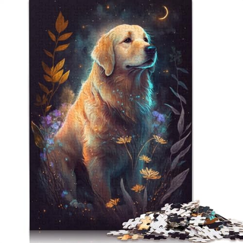 Puzzle für Erwachsene, 1000 Teile, Weltraum-Golden Retriever, Puzzle für Erwachsene, Holzpuzzle, lustiges Geschenk, Größe: 75 x 50 cm von LiJianXXE