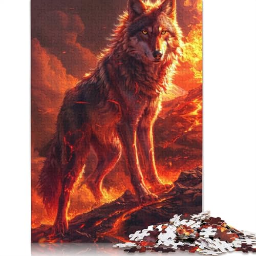 Puzzle für Erwachsene, 1000 Teile, Wölfe auf dem Vulkan, Kartonpuzzle, Familiendekoration, Größe: 38 x 26 cm von LiJianXXE