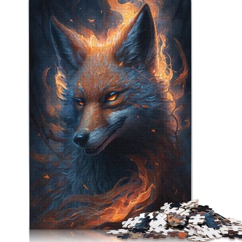 Puzzle für Erwachsene, 1000 Teile, Wolf-Feuer-Puzzle für Erwachsene und Kinder, Holzpuzzle, Spielzeug, Denkspiel, Größe: 75 x 50 cm von LiJianXXE