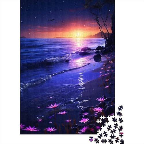 Puzzle für Erwachsene, 1000 Teile, Wunderschöner Strand-Sonnenuntergang, Puzzle für Erwachsene, Papppuzzle, Herausforderndes Spiel, Größe: 75 x 50 cm von LiJianXXE