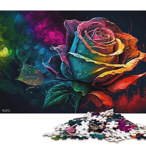 Puzzle für Erwachsene, 1000 Teile, buntes Rosen-Puzzle für Erwachsene, Kartonpuzzle, Lernspiel (Größe 38 * 26 cm) von LiJianXXE