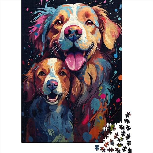 Puzzle für Erwachsene, 1000 Teile, farbenfrohe Psychedelia of Pampered Puppies, Puzzle für Erwachsene, anspruchsvolles Denkspiel (Größe 75 x 50 cm) von LiJianXXE