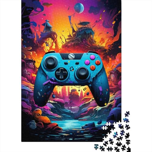 Puzzle für Erwachsene, 1000 Teile, farbenfrohe psychedelische Gamecontroller-Puzzles für Erwachsene, Holzbrettpuzzle, lustiges Geschenk (Größe 75 x 50 cm) von LiJianXXE