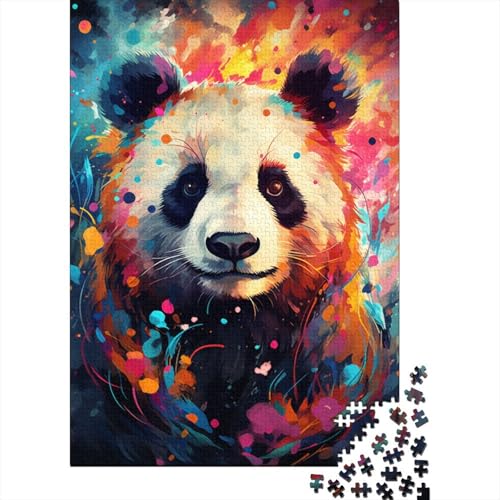 Puzzle für Erwachsene, 1000 Teile, farbenfrohe psychedelische Panda-Puzzles für Erwachsene, Holzbrett-Puzzles, lustiges Geschenk (Größe 75 x 50 cm) von LiJianXXE