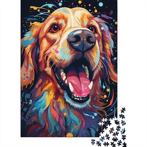 Puzzle für Erwachsene, 1000 Teile, klassisch, bunt, psychedelisch für Hunde, Holzpuzzle, entspannendes Puzzle, Puzzlespiel, Denksportaufgaben (Größe 75 x 50 cm) von LiJianXXE