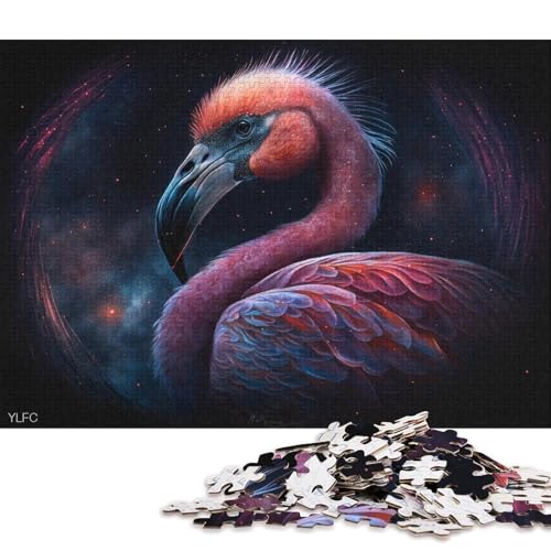 Puzzle für Erwachsene, 1000 Teile, kosmisches Galaxie-Flamingo-Puzzle für Erwachsene, Kartonpuzzle, Lernspiel (Größe 38 * 26 cm) von LiJianXXE