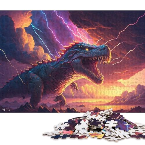 Puzzle für Erwachsene, 1000 Teile, künstlerisches Dinosaurier-Puzzle für Erwachsene, Holzpuzzle für die ganze Familie 38x26cm/1000 Teile von LiJianXXE