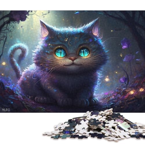 Puzzle für Erwachsene, 1000 Teile, magische psychedelische Katze, Puzzle für Kinder, Holzpuzzle, tolles Geschenk für Erwachsene 75x50cm/1000 Teile von LiJianXXE