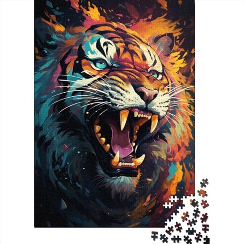 Puzzle für Erwachsene, 1000 Teile, mysteriöses Gemälde, Tiger-Puzzle für Erwachsene, anspruchsvolles Denkspiel (Größe 75 x 50 cm) von LiJianXXE