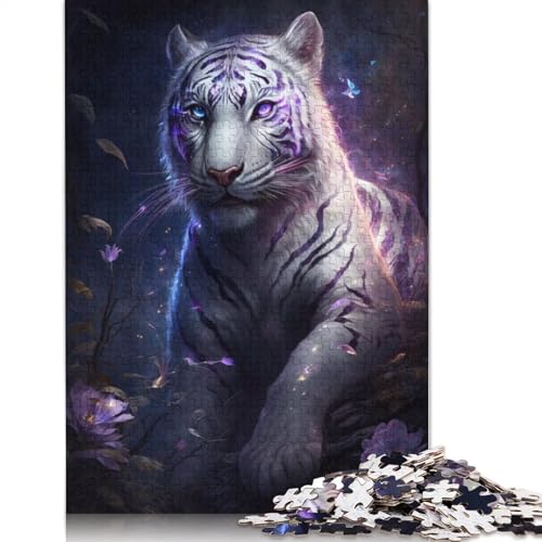 Puzzle für Erwachsene, 1000 Teile, weiße Tiger-Blumen-Galaxie, Puzzle für Erwachsene und Kinder, Papppuzzle, Spielzeug, Denkspiel, Größe: 38 x 26 cm von LiJianXXE