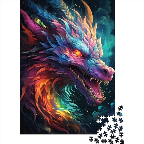 Puzzle für Erwachsene, 1000-teiliges Puzzle für Erwachsene, farbenfroher Psychedelischer Galaxie-Drache, kreative rechteckige Puzzles, Holzpuzzle, Puzzle (Größe 75 x 50 cm) von LiJianXXE