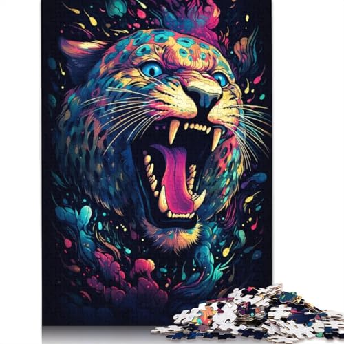 Puzzle für Erwachsene, Art Angry Leopard, 1000 Teile, Puzzle für Erwachsene, Kinder ab 12 Jahren, Kartonpuzzle, Puzzle für Erwachsene, Geschenke, 38 x 26 cm von LiJianXXE