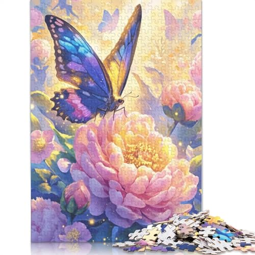 Puzzle für Erwachsene, Blumen- und Schmetterlings-Puzzle für Erwachsene, 1000 Teile, Kartonpuzzle für Erwachsene und Kinder ab 12 Jahren, Spielzeug-Wanddekoration, Größe: 38 x 26 cm von LiJianXXE