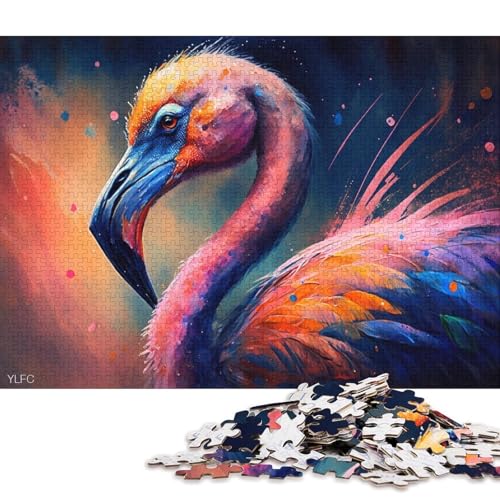 Puzzle für Erwachsene, Bunte Flamingos, 1000 Teile, Puzzle für Erwachsene, Holzpuzzle für Erwachsene und Jugendliche ab 12 Jahren, Familienunterhaltungsspielzeug (Größe 75 * 50 cm) von LiJianXXE