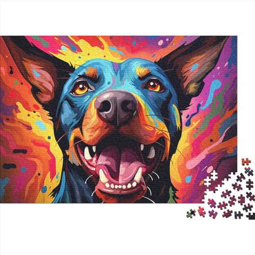 Puzzle für Erwachsene, Bunter Dobermann-Pinscher, 1000-teiliges Puzzle, Holzpuzzle für Erwachsene und Kinder, tolles Geschenk für Erwachsene, 50 x 75 cm von LiJianXXE