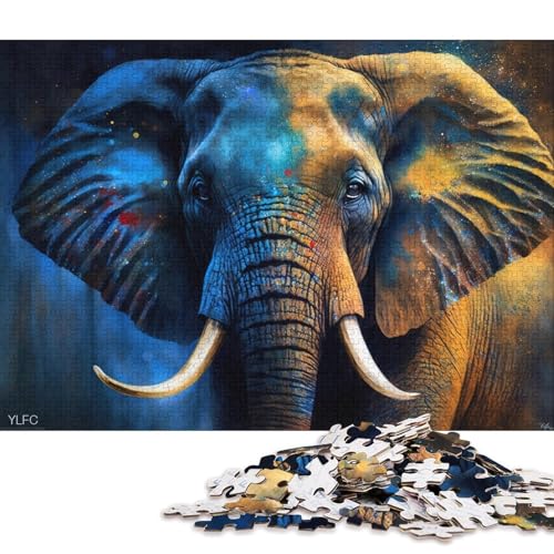 Puzzle für Erwachsene, Bunter Elefant für Erwachsene, 1000 Teile, Puzzle-Geschenke, Holzpuzzle für Erwachsene und Kinder ab 12 Jahren, ideal (Größe 75 * 50 cm) von LiJianXXE