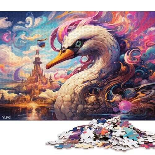 Puzzle für Erwachsene, Bunter Roboter-Schwan, 1000-teiliges Puzzle, Holzpuzzle für Erwachsene und Kinder ab 12 Jahren, für Familienspaß 38x26cm/1000 Teile von LiJianXXE