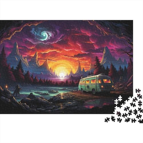 Puzzle für Erwachsene, Bus unter farbenfroher Nachtansicht, Puzzle für Erwachsene, 1000 Teile, Holzpuzzle für Erwachsene und Kinder ab 12 Jahren, Geschenkideen, 50 x 75 cm von LiJianXXE