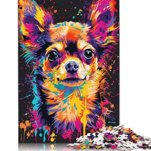 Puzzle für Erwachsene, Chihuahua, DJ Neon, 1000 Teile, Puzzle für Erwachsene, Kartonpuzzle für Erwachsene, Familie, pädagogisches Spielzeug zum Stressabbau, Puzzlegröße: 38 x 26 cm von LiJianXXE