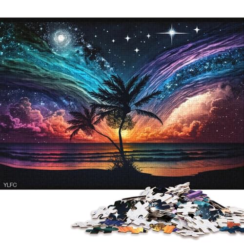 Puzzle für Erwachsene, Cosmic Art Beach, 1000-teiliges Puzzle für Erwachsene und Familien, Holzpuzzle, Lernspiel (Größe 75 * 50 cm) von LiJianXXE