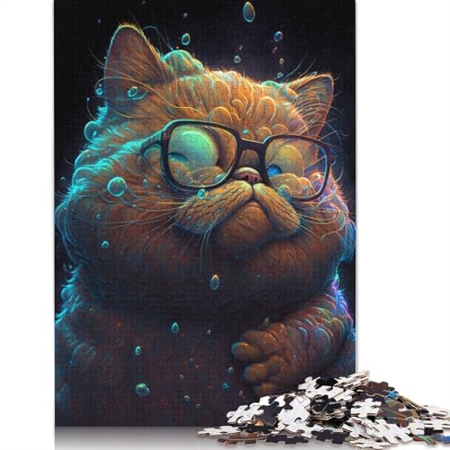 Puzzle für Erwachsene, Cosmic Garfield mit Brille, Puzzle 1000 Teile, Holzpuzzle, geeignet für Erwachsene und Jugendliche ab 12 Jahren, tolles Geschenk für Erwachsene, Größe: 75 x 50 cm von LiJianXXE