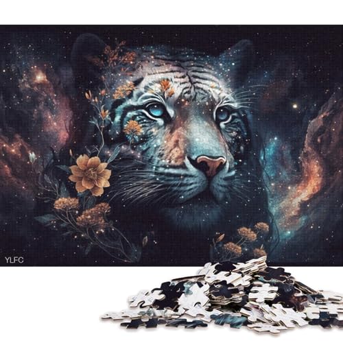 Puzzle für Erwachsene, Cosmic Tiger Flower, 1000 Teile, Puzzle für Erwachsene, Holzpuzzle für Erwachsene und Jugendliche ab 12 Jahren, Familienunterhaltungsspielzeug (Größe 75 * 50 cm) von LiJianXXE