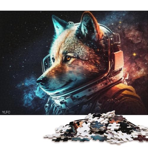 Puzzle für Erwachsene, Cosmic Wolf Astronaut für Erwachsene, 1000 Teile, Puzzle-Geschenke, Holzpuzzle für Erwachsene und Kinder ab 12 Jahren, ideal (Größe 75 * 50 cm) von LiJianXXE