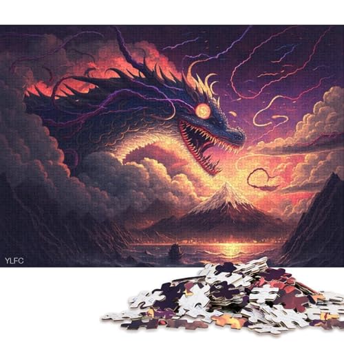 Puzzle für Erwachsene, Der Fuji und der Drache, 1000-teiliges Puzzle für Erwachsene, Holzpuzzle für Erwachsene und Kinder, tolles Geschenk für Erwachsene 75x50cm/1000 Teile von LiJianXXE