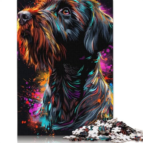 Puzzle für Erwachsene, Drahthaariger Vorstehhund, lustiges Puzzle für Erwachsene, 1000-teiliges Kartonpuzzle für Jugendliche und Erwachsene, auffälliges Design, Größe: 38 x 26 cm von LiJianXXE