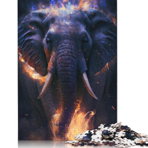 Puzzle für Erwachsene, Elefantenfeuer, 1000-teiliges Puzzle, Holzpuzzle für Erwachsene und Kinder ab 12 Jahren, Lernspielzeug, Größe: 75 x 50 cm von LiJianXXE